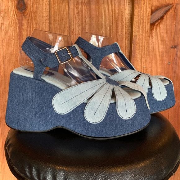 Delia’s Dolls Kill Denim Daisy Platform Sandals Women’s Size 9M - Picture 3 of 12